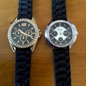 2 Geneva Watches with crystal bezel